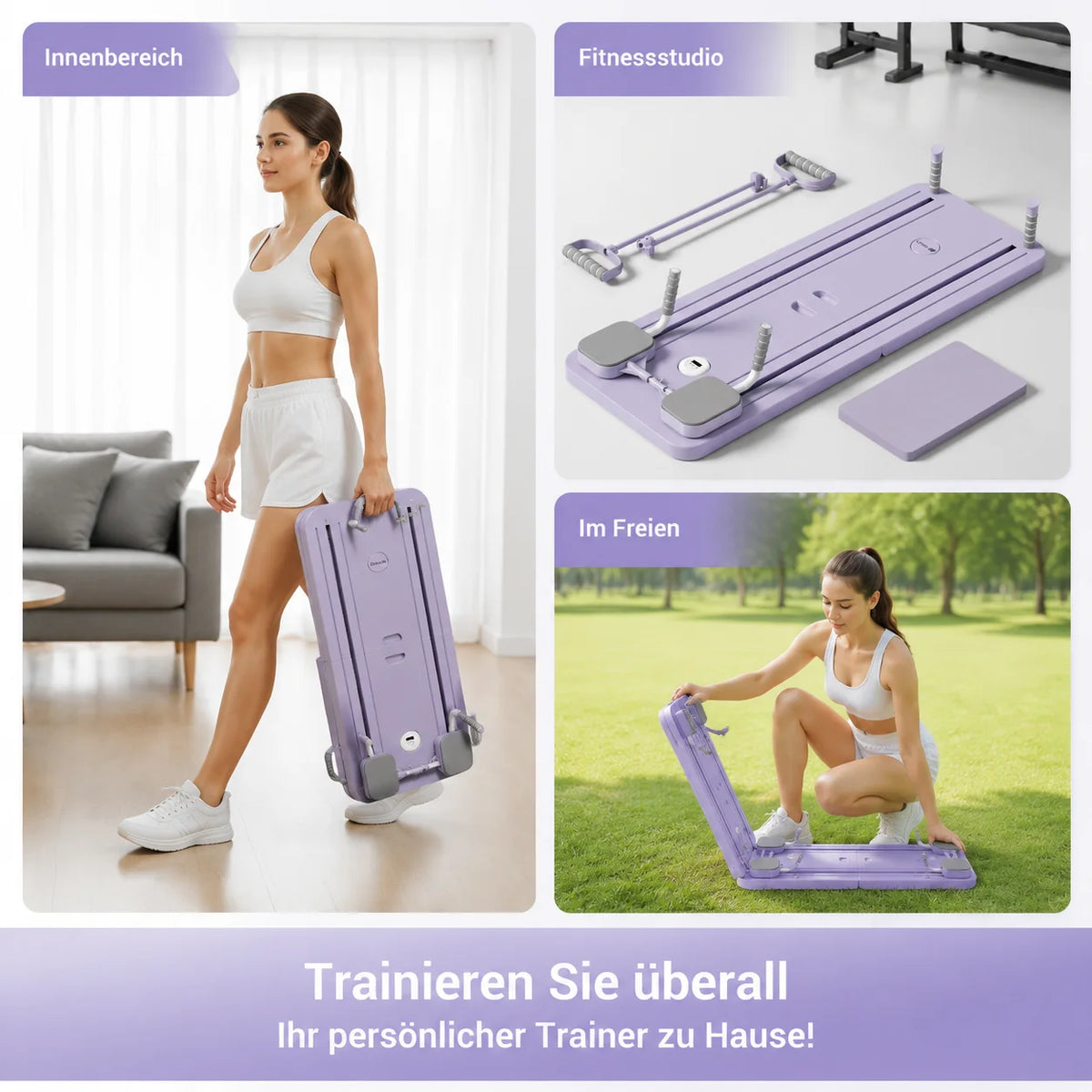 UMAY Multifunctional Pilates Board With Timer And Resistance Bands