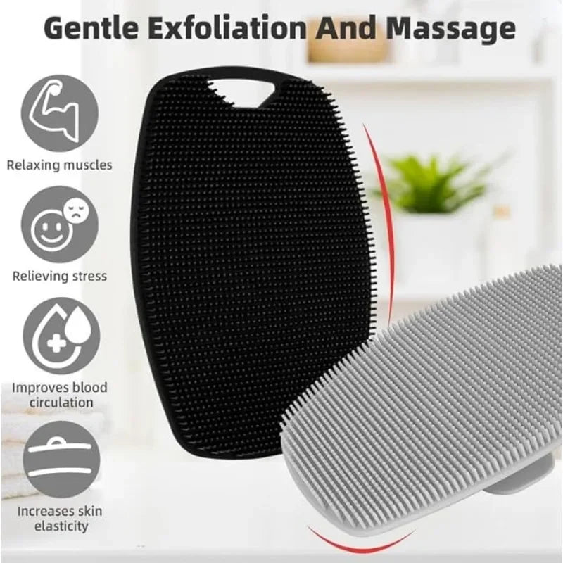 Silicone Exfoliating Body Scrub Brush With Comfortable No Slip Handle
