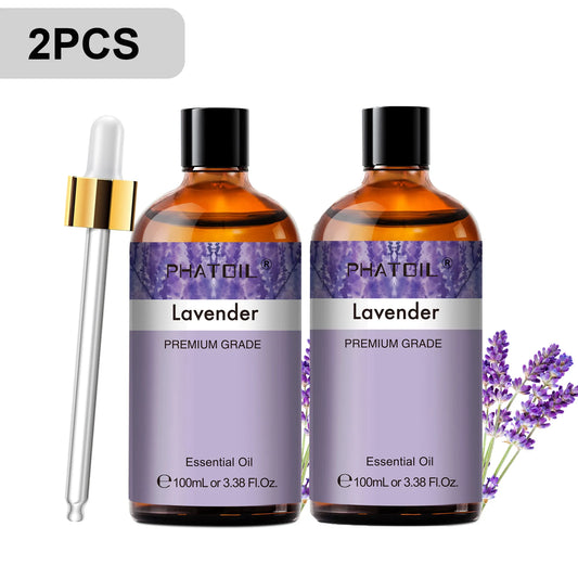 PHATOIL 2PCS Pure Aromatherapy Essential Oils for Diffuser Humidifier Soap Candle Making 100ml Vanilla Lavender Sandalwood Lemon Cinnamon Aroma Essential Oil Set