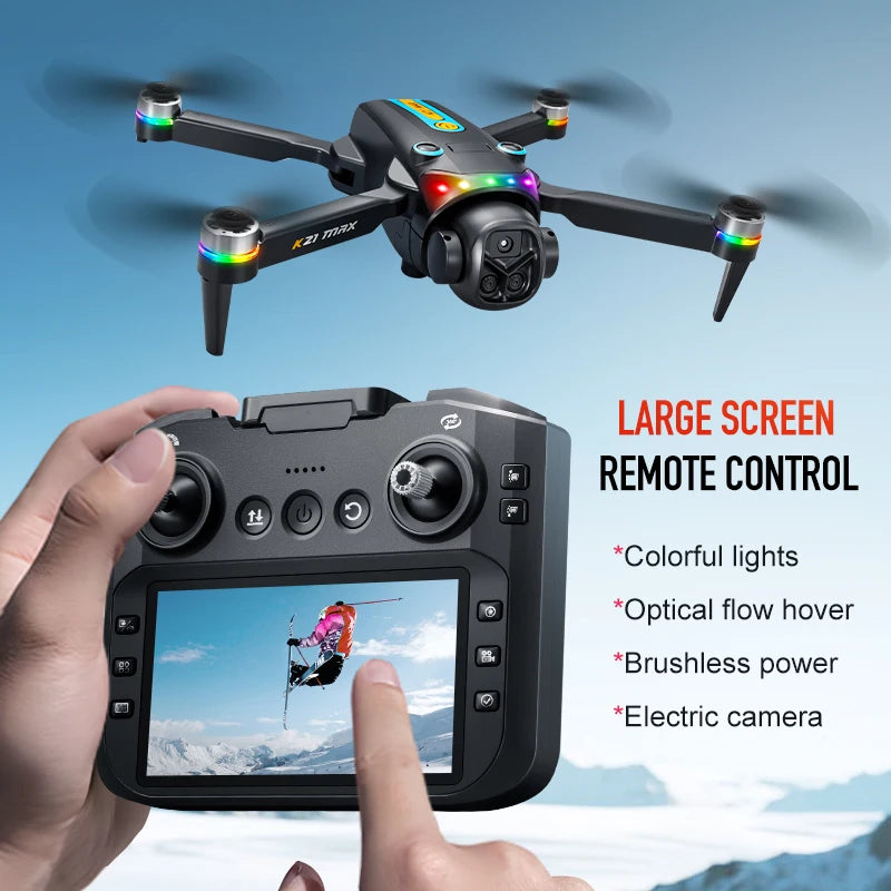 K21MAX Drone with 4.3" Screen Remote Controller, FPV Quadcopter with Optical Flow Hover & Auto Return-to-Home, Portable RC Drone for Beginners, Holiday Gift