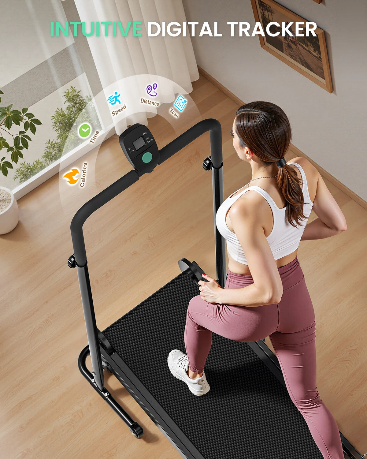 Akluer Manual Treadmill Equipped With Dual Flywheel And Monitor
