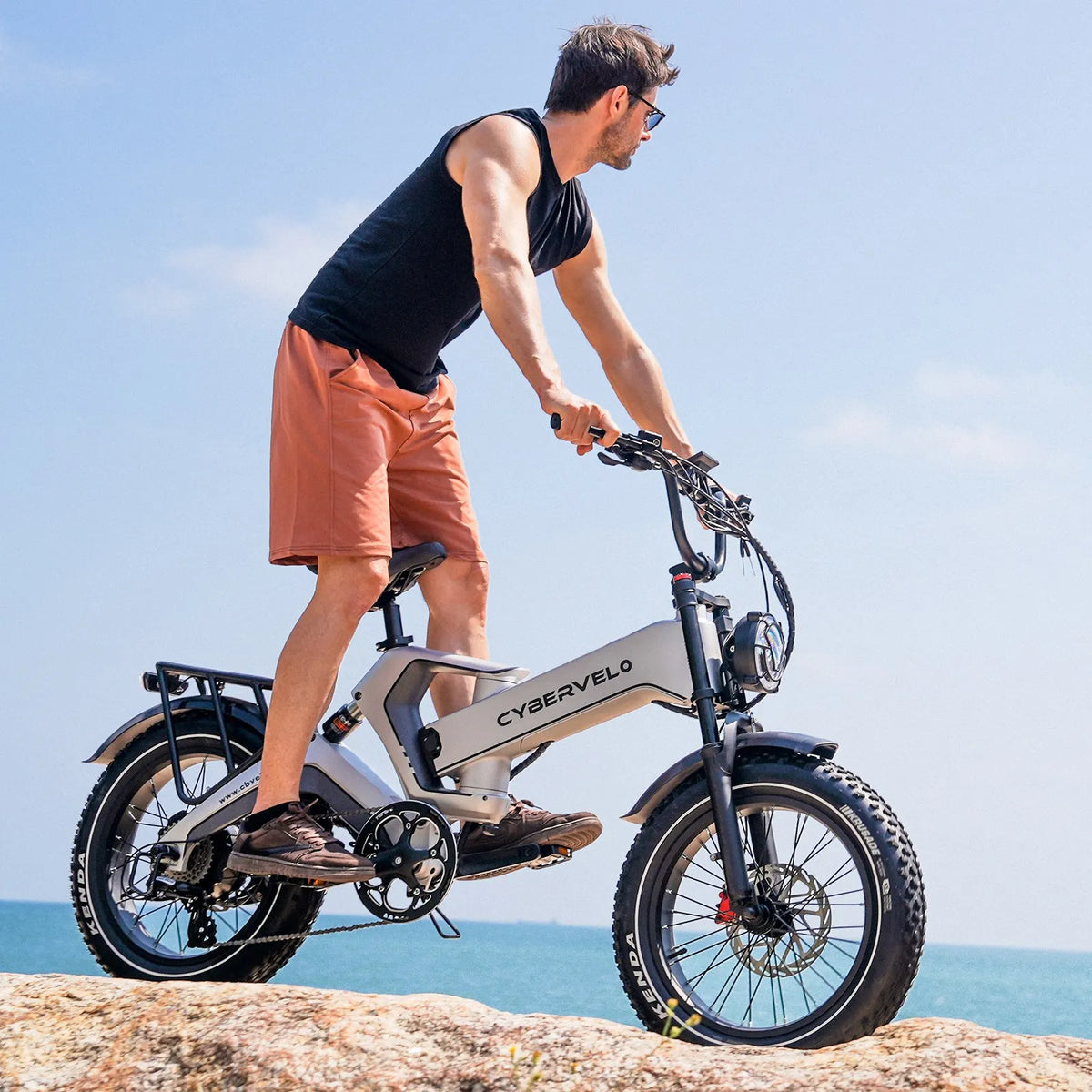 Cybervelo EK6 Max 20" Fat Tire E-Bike 48V 40AH Waterproof Battery 30+MPH 150 Miles Ultra Long Range Off Road Commuter High Speed Ebike