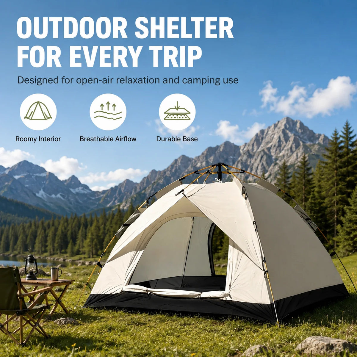Tribenest Automatic Pop Up Camping Tent Quick Setup Windproof Shelter