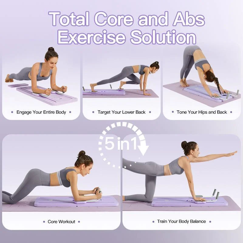 UMAY Multifunctional Pilates Board With Timer And Resistance Bands