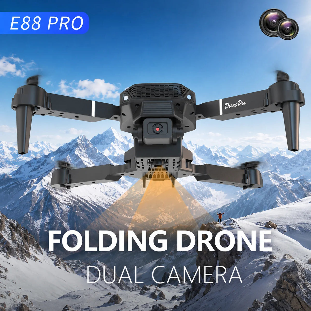 ZNLYRION E88 PRO Foldable RC Drone 8K Dual Camera WiFi FPV Quadcopter with Optical Flow Hovering 360° Flip One Key Takeoff Altitude Hold Remote Control Drone with Carrying Case for Beginners