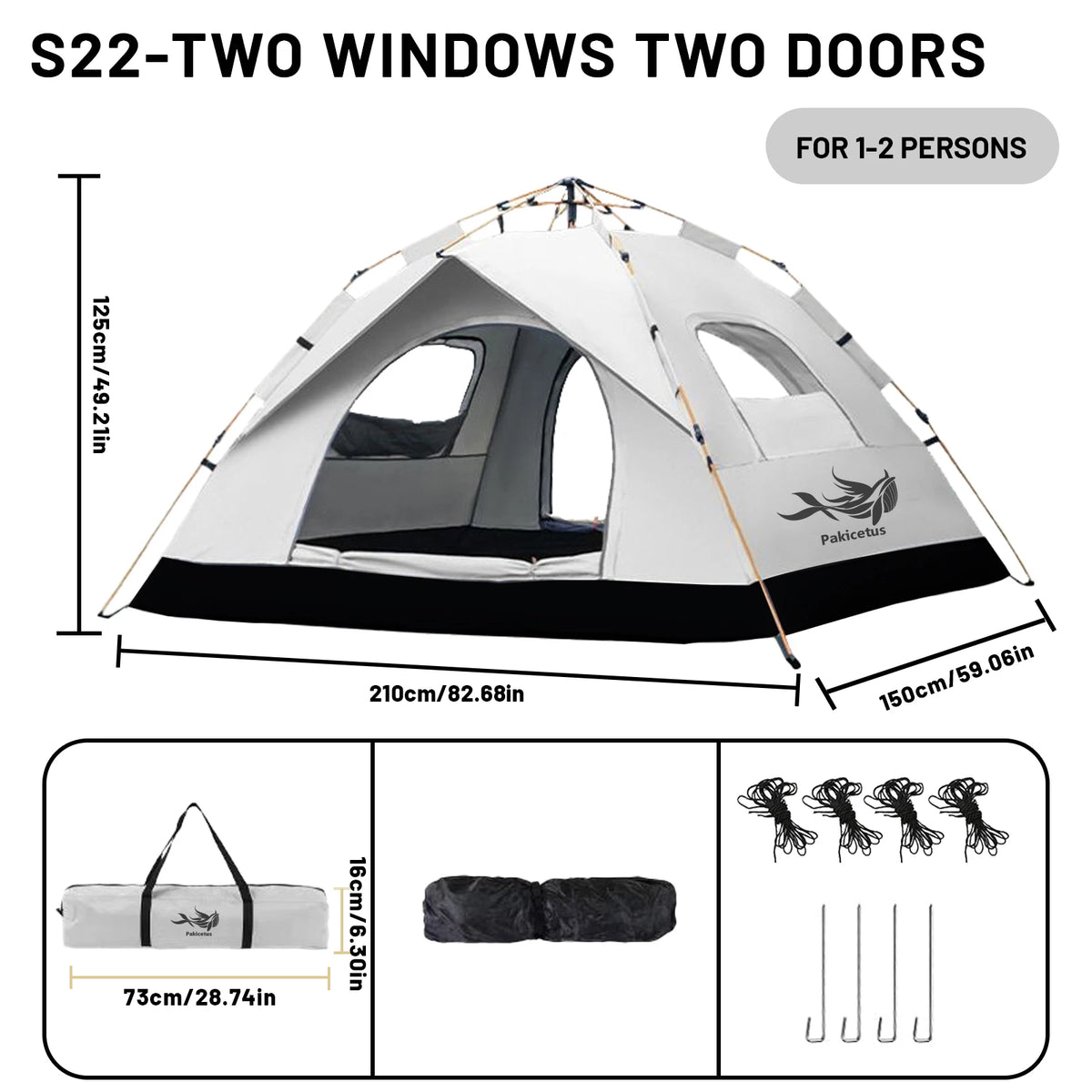 Pakicetus Automatic Pop Up Camping Tent Quick Setup Portable