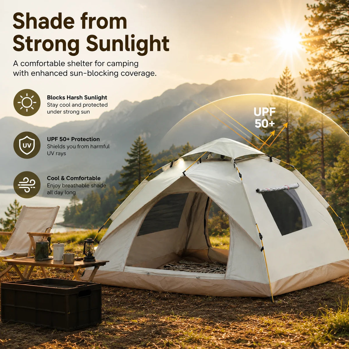 Tribenest Automatic Pop Up Camping Tent Quick Setup Windproof Shelter
