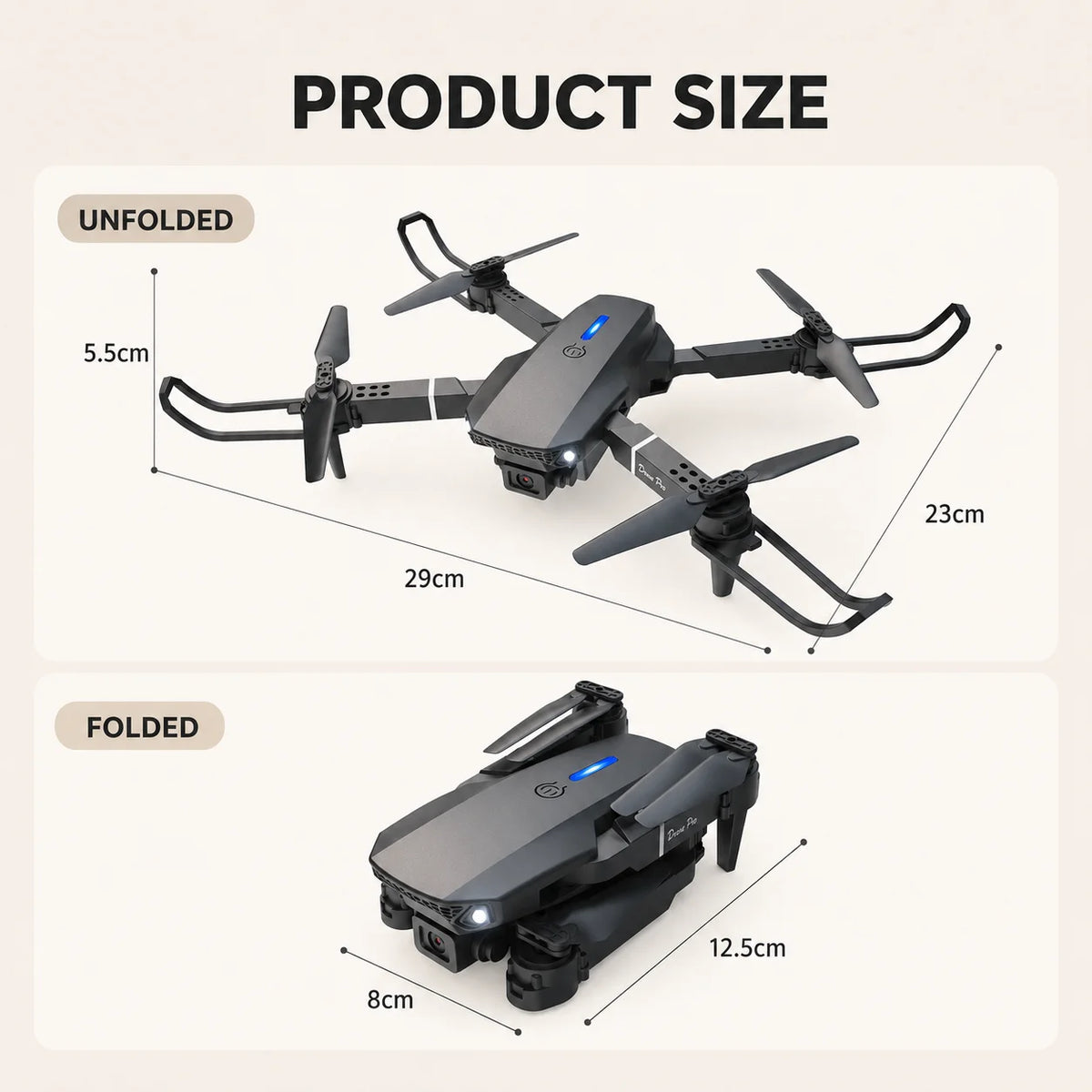 ZNLYRION E88 PRO Foldable RC Drone 8K Dual Camera WiFi FPV Quadcopter with Optical Flow Hovering 360° Flip One Key Takeoff Altitude Hold Remote Control Drone with Carrying Case for Beginners
